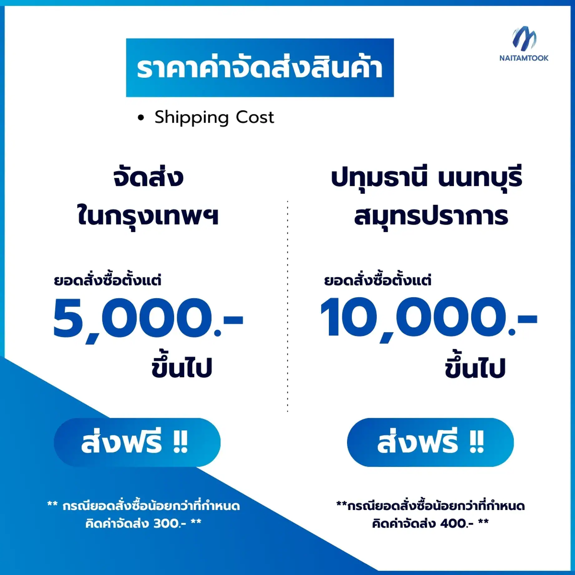 ค่าจัดส่งสินค้าShippingCost